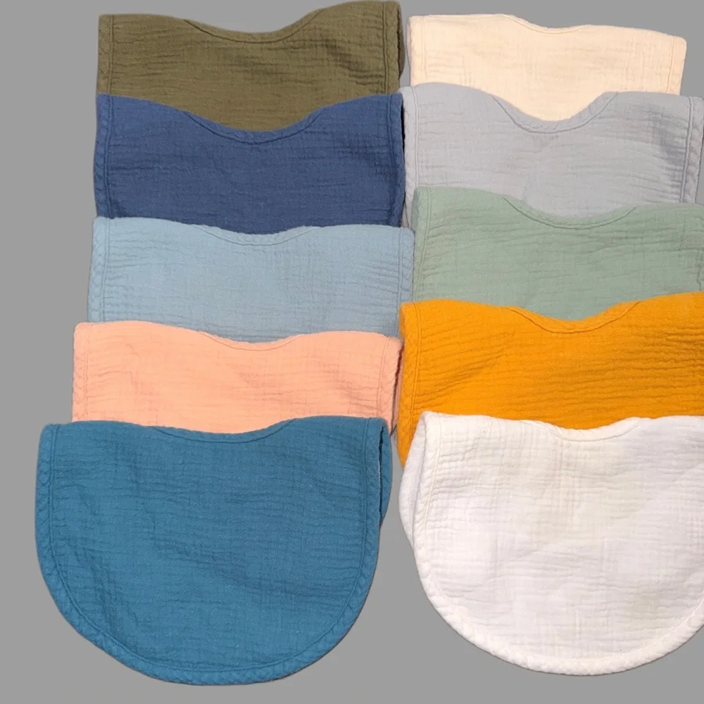 Konssy 10-Pack Muslin Baby Bib Set | Soft Absorbent Cotton | Like New - Picture 2 of 4